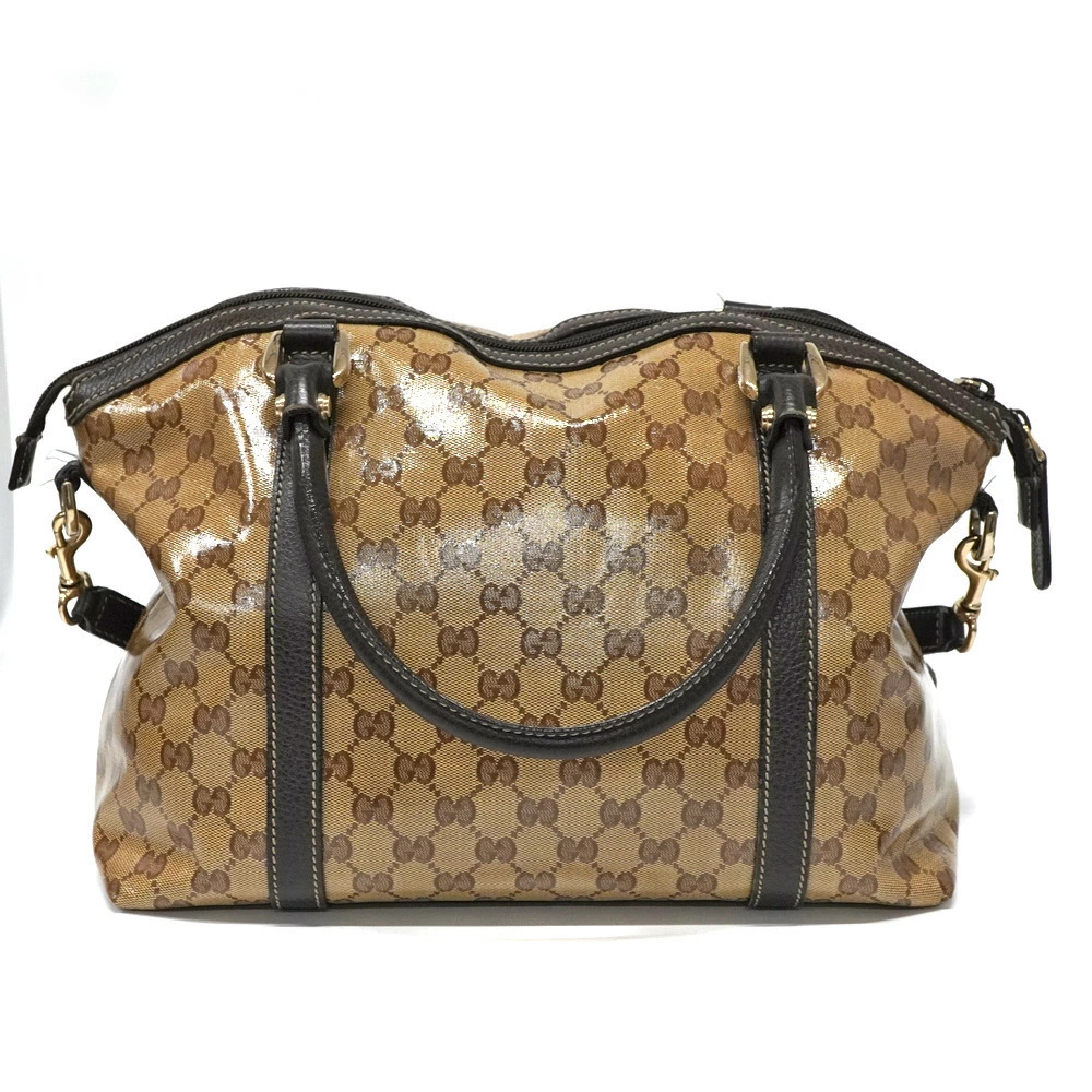 Gucci GG Crystal Dome Handbag canvas leather trim - Picture 2 of 11